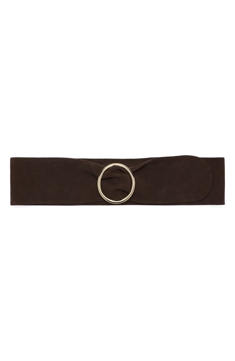 MANGO Obi Suede Belt, Main, color, Chocolate