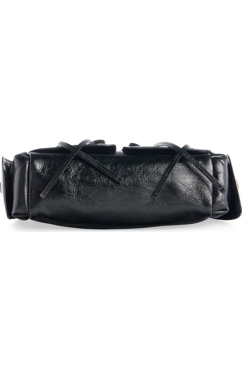 Acne Studios Micro Multipocket Crinkled Leather Handbag, Alternate, color, Black