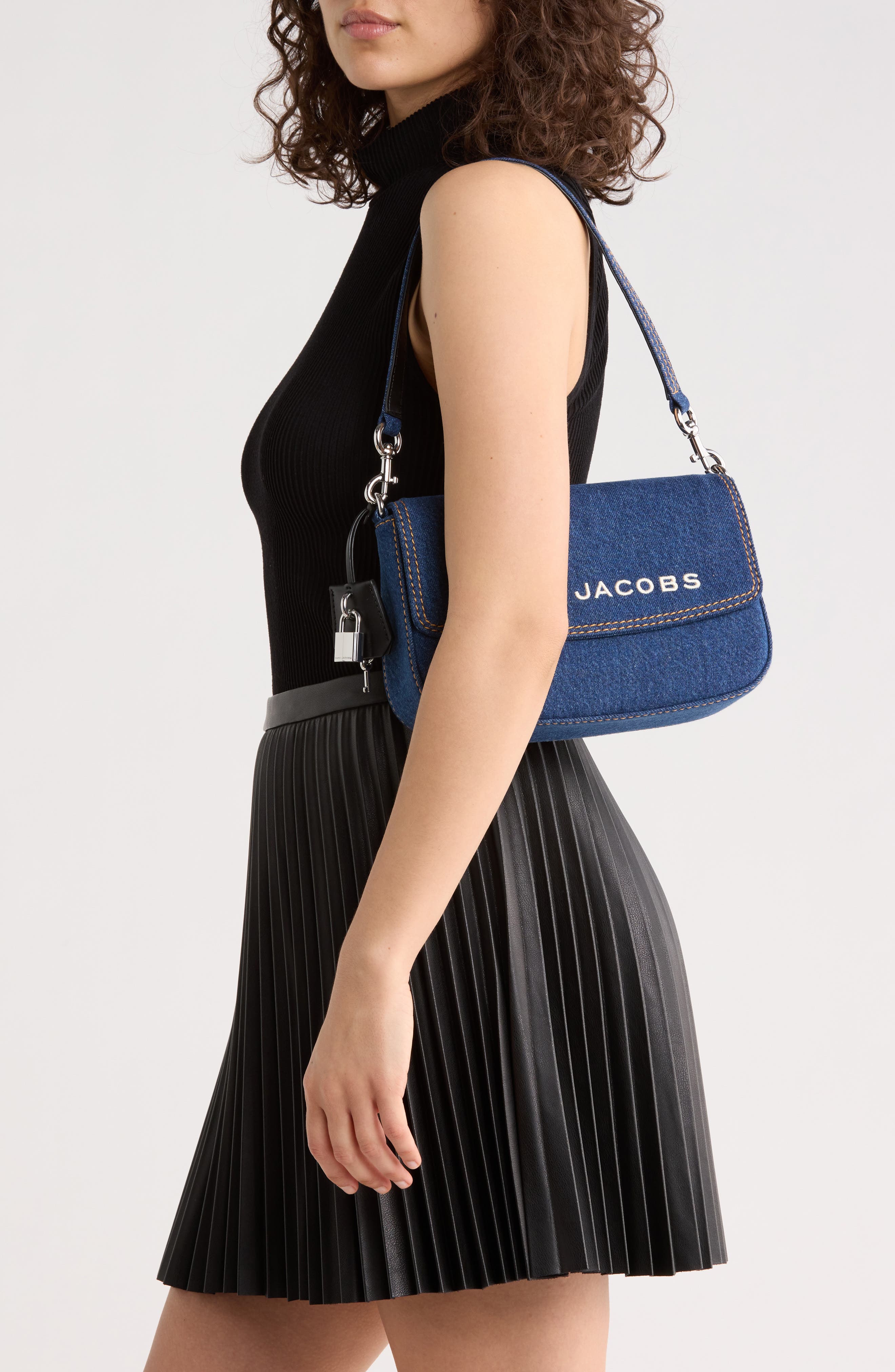 Marc Jacobs Bold Denim Messenger Bag, Alternate, color, Dark Denim