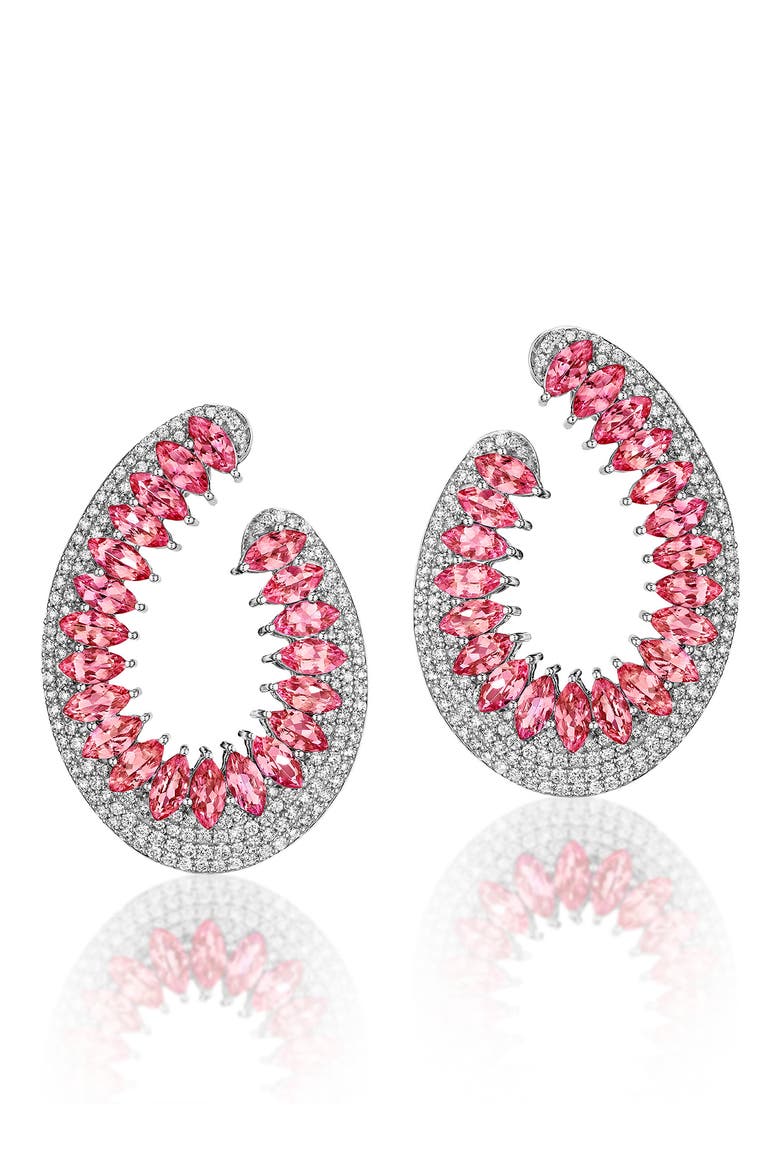 18K Gold Mirage Frontal Hoop Earrings, Main, color, WHITE GOLD
