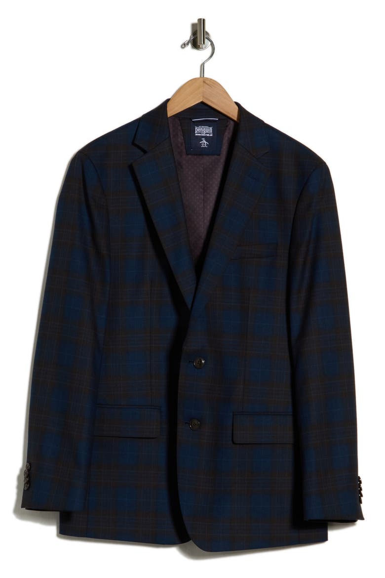Slim Fit Plaid Sport Coat, Main, color, BLUE/ BROWN PLAID