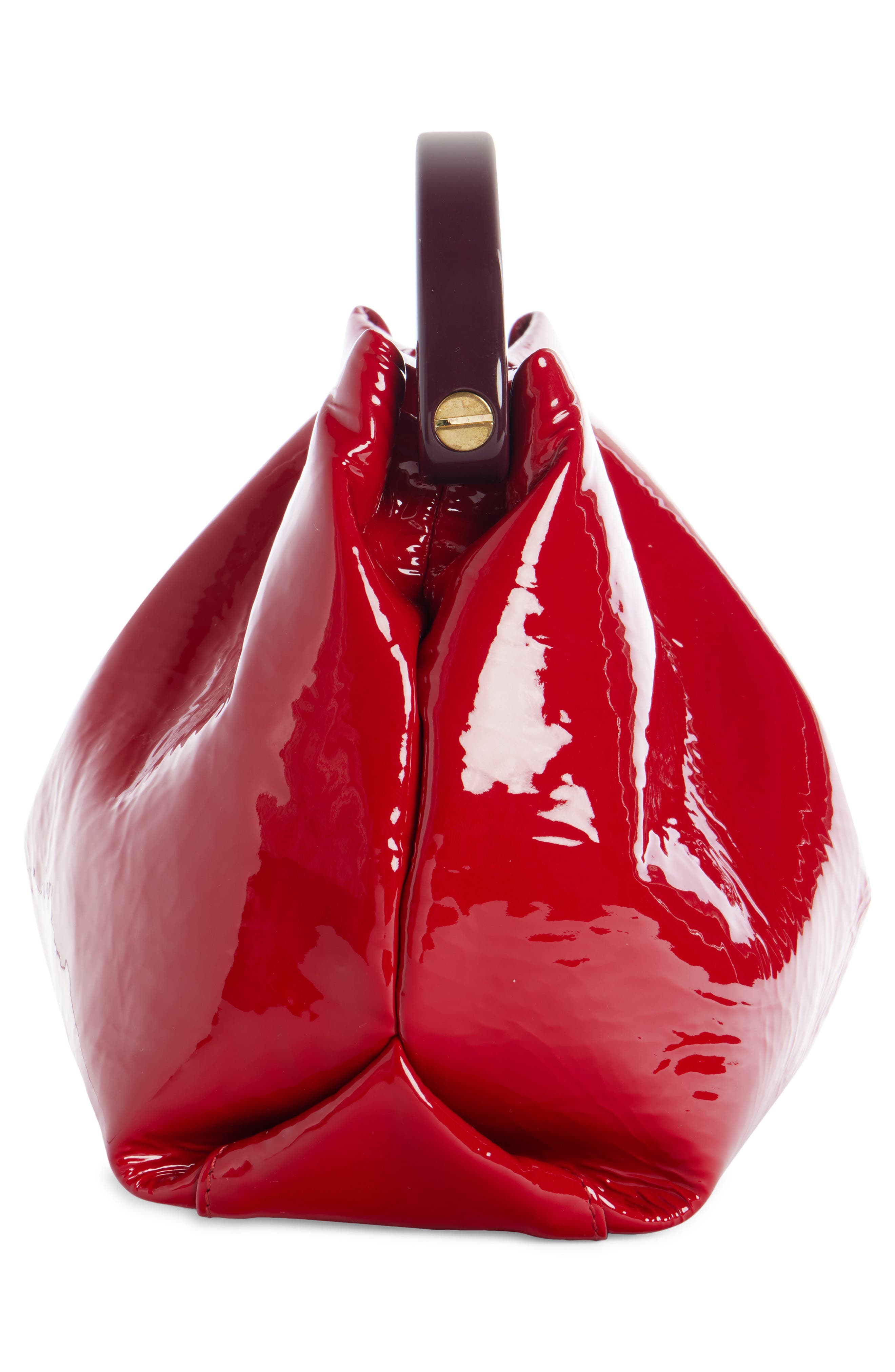 Dries Van Noten Folded Patent Leather Top Handle Bag, Alternate, color, 