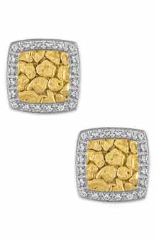 Esquire Men's Stainless Steel Diamond Halo Nugget Stud Earrings