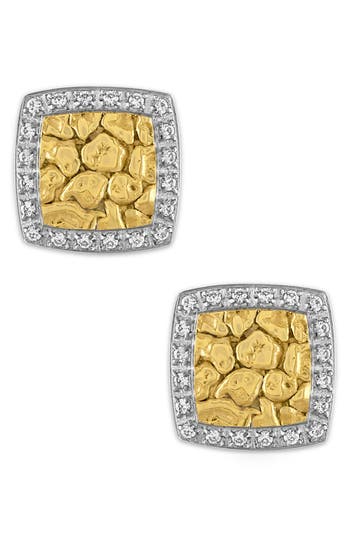 Esquire Stainless Steel Diamond Halo Nugget Stud Earrings