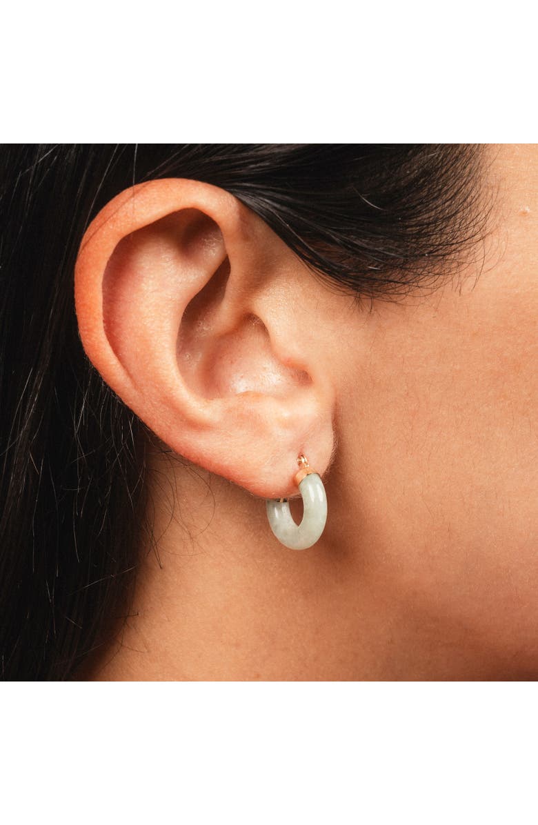 The Lovery Fine Jewelry Jade Hoop Earrings, Alternate, color, Jade