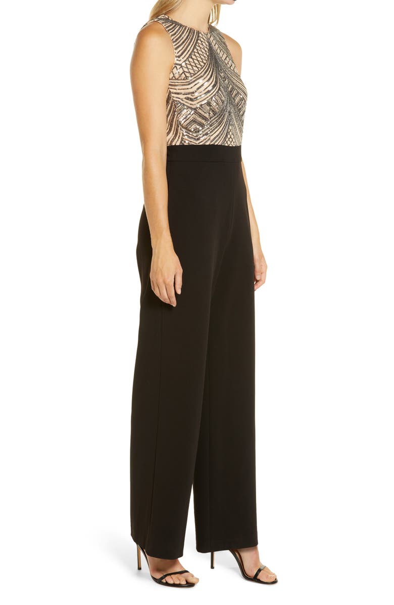 Vince Camuto Sleeveless Sequin Bodice Jumpsuit, Alternate, color, 