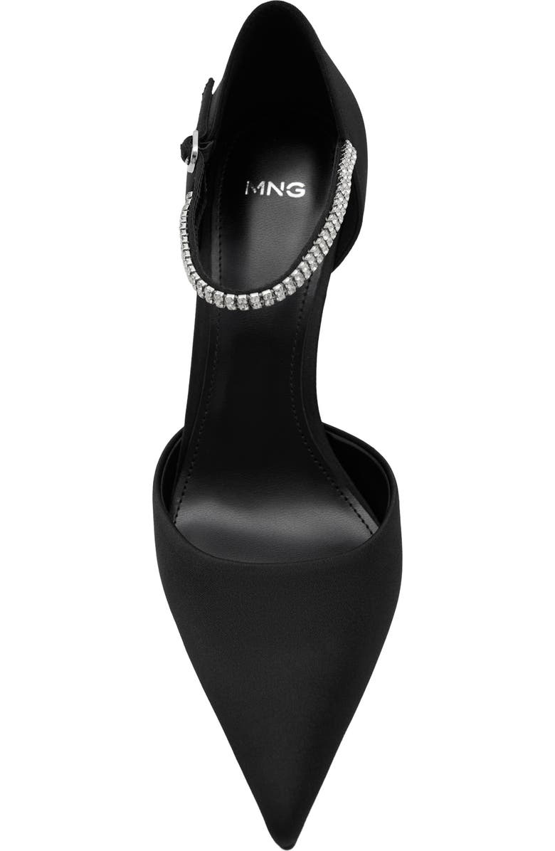 MANGO Strappy Heeled Pump with Rhinestones, Alternate, color, Black