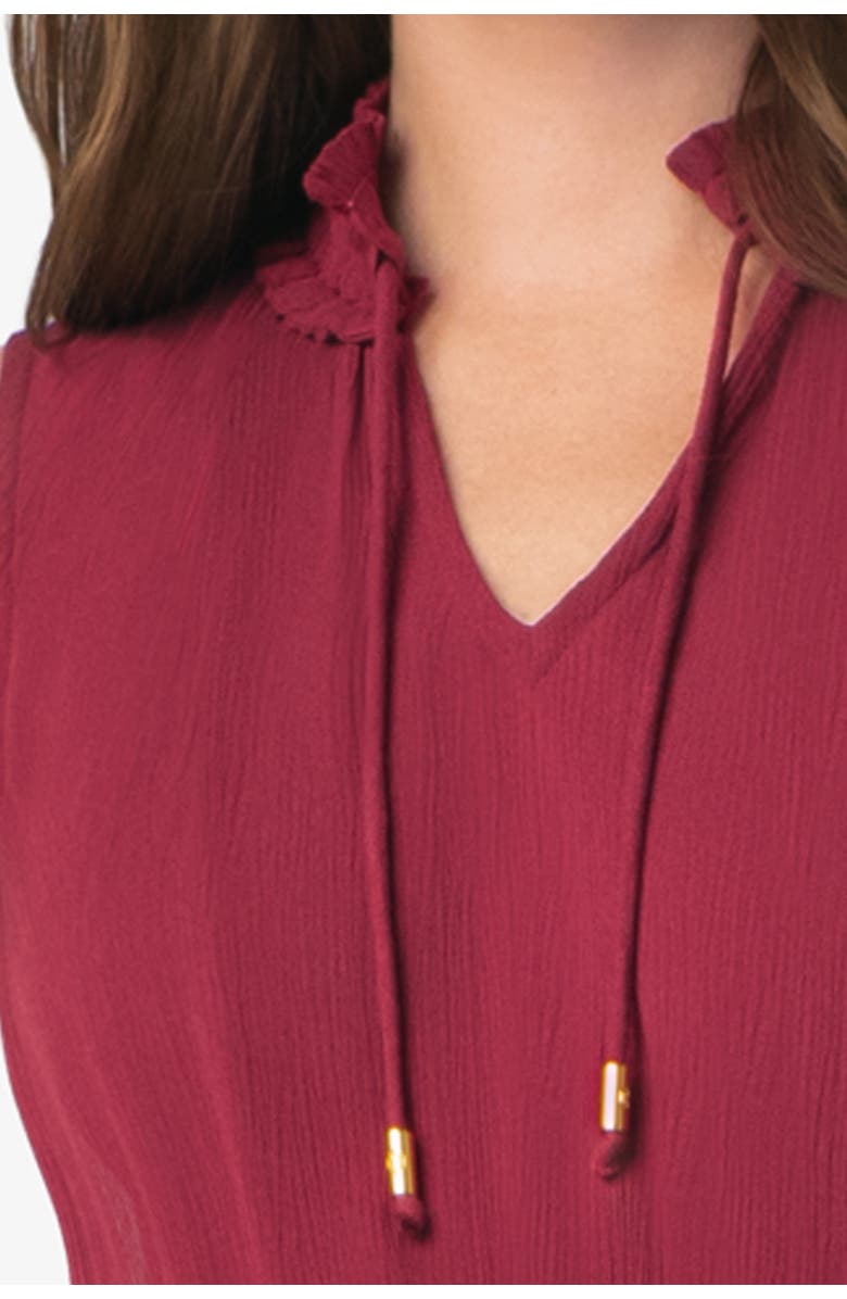 HELEN JON Sleeveless Smocked Dress, Alternate, color, Merlot