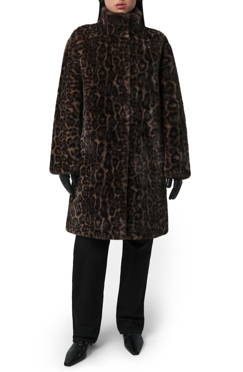 Apparis Blair Leopard Pluche<sup>™</sup> Faux Fur Coat, Main, color, Dark Leopard