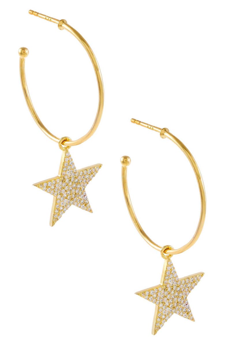 BY ADINA EDEN Adina's Jewels Pavé Star Hoop Earrings, Main, color, 
