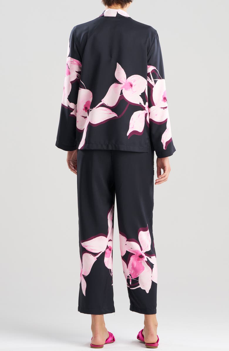 Natori Orchida Floral Pajamas, Alternate, color, Black