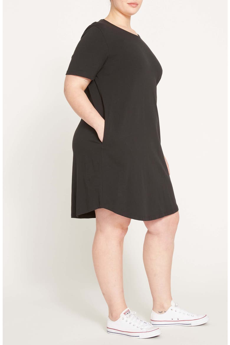 Halie T-Shirt Dress, Alternate, color, BLACK