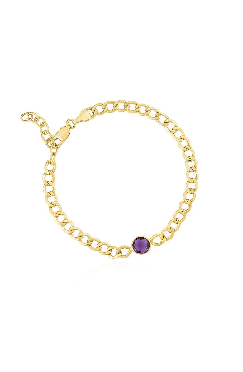 The Lovery Fine Jewelry Amethyst Curb Bracelet, Main, color, Amethyst