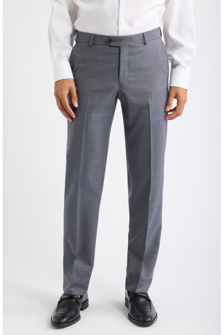 Flat Front Serge Wool Dress Pants, Main, color, BLUE MIX