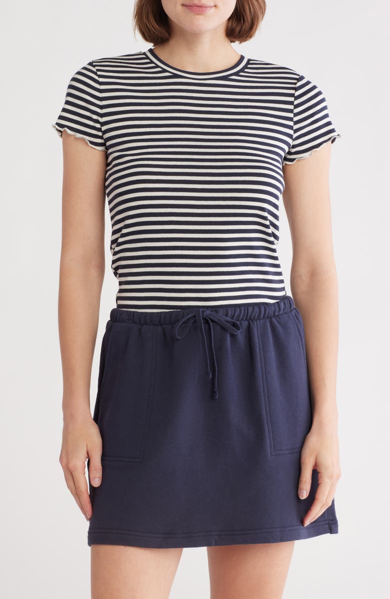 Splendid Cannes Rib Cotton Blend Top, Main, color, Moonstone/Navy