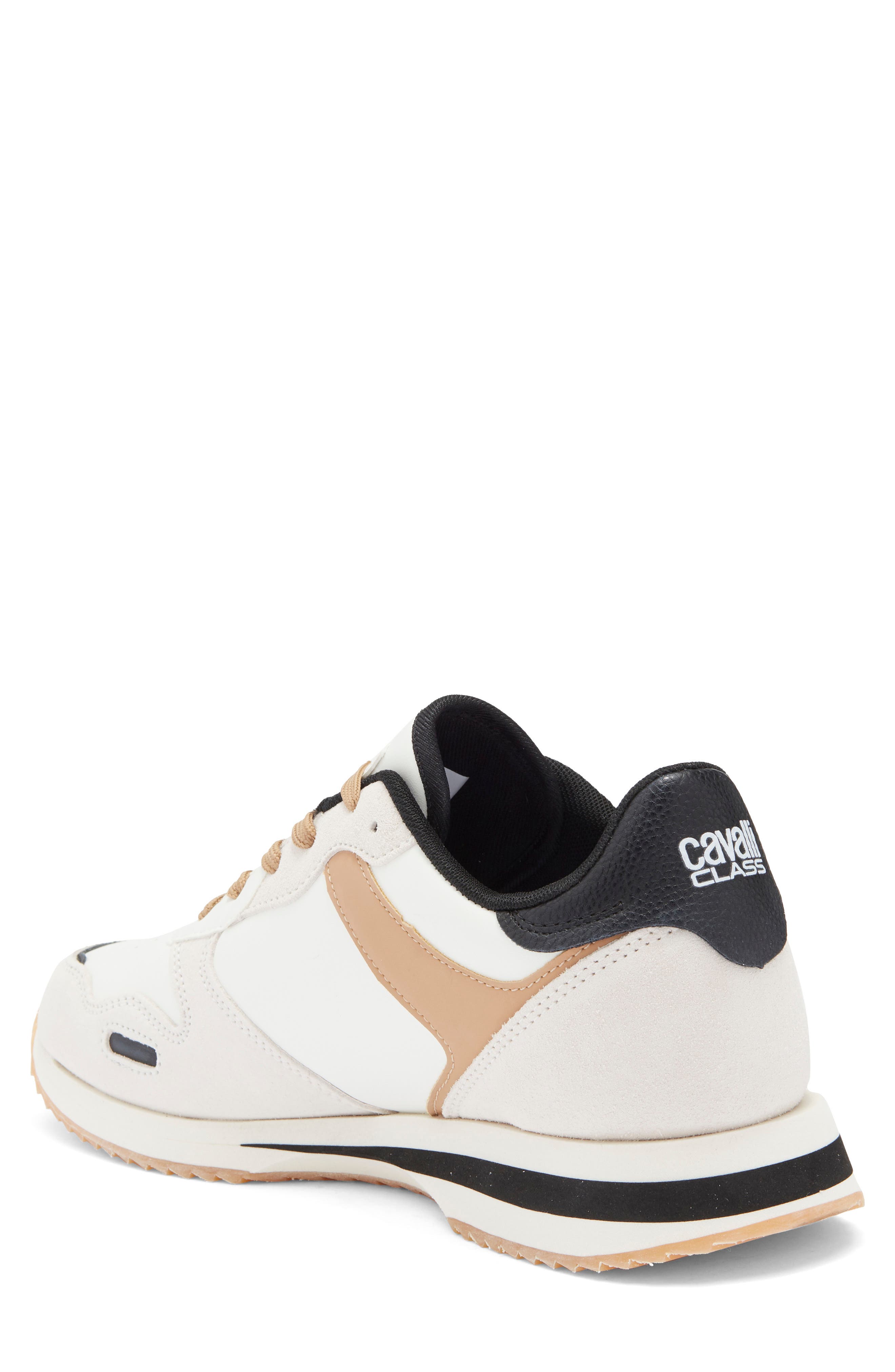 Roberto Cavalli Low Top Runner Sneaker, Alternate, color, White/ Natural/ Black
