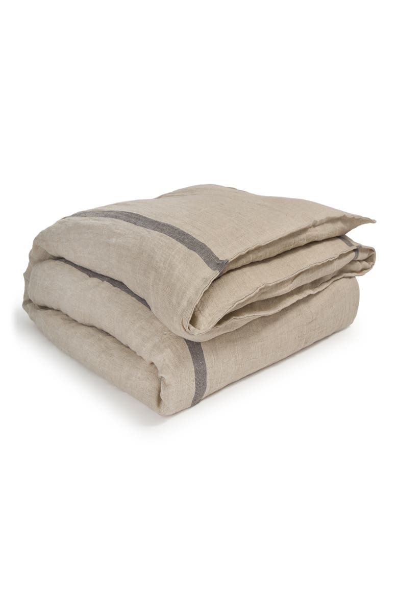 Rory Linen Duvet Cover, Main, color, FLAX/ MIDNIGHT
