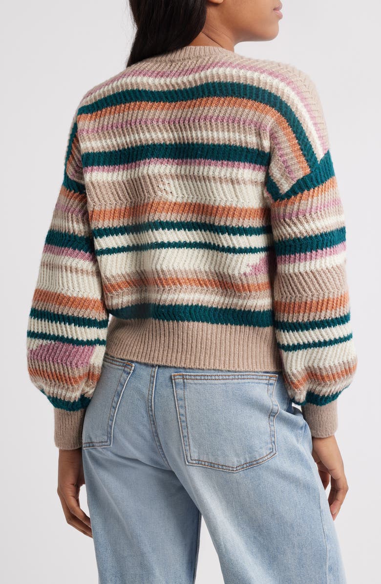 NYC Knits by the Sweater Dept Stripe Balloon Sleeve Crewneck Sweater, Alternate, color,