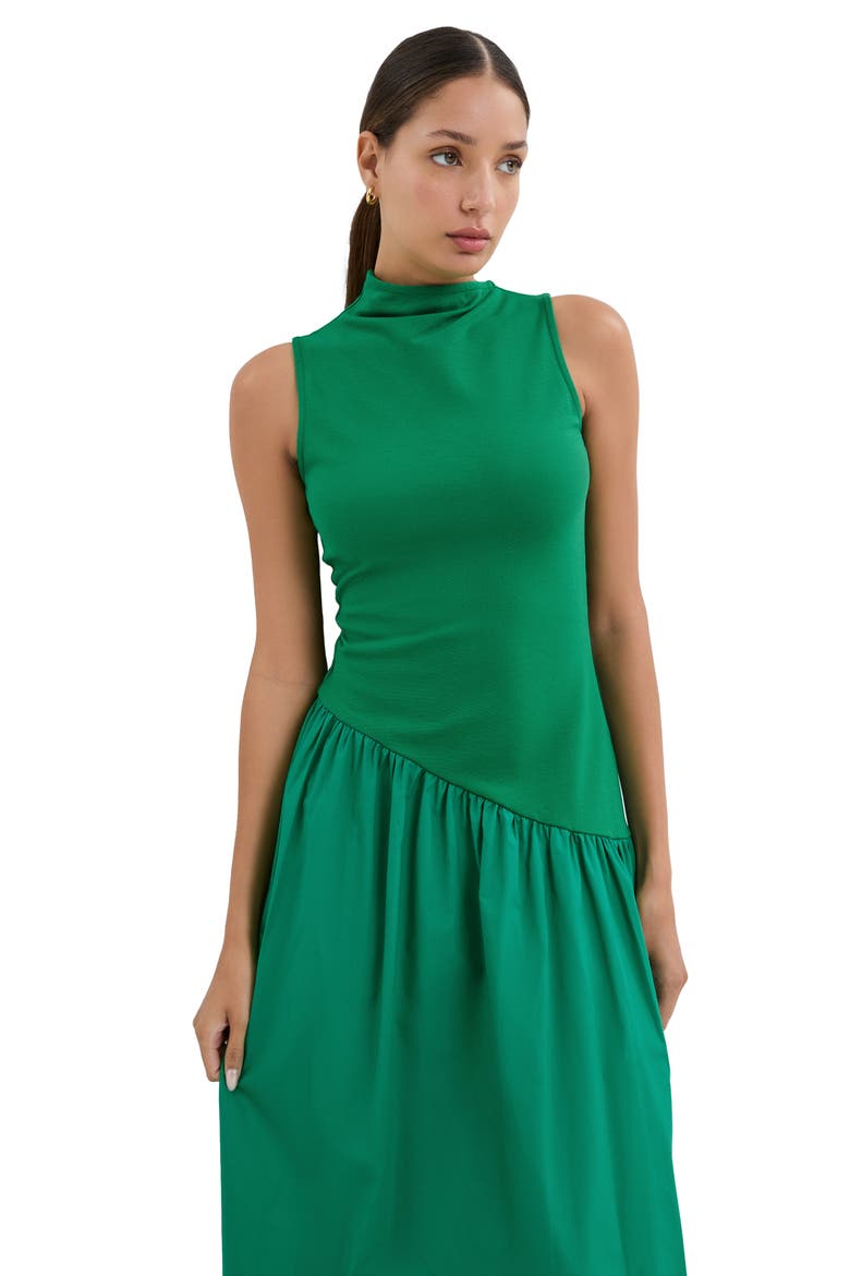 Hutton Sleeveless Mixed Media Maxi Dress, Alternate, color, GRASS GREEN