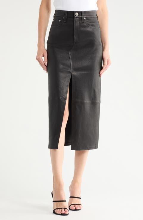 Clara Leather Midi Skirt