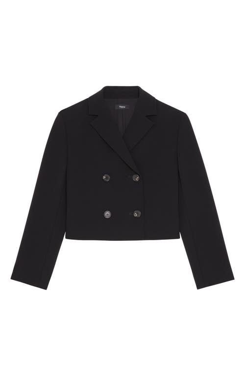Theory Double-breasted Crop Blazer In Admiral Crepe In Multi