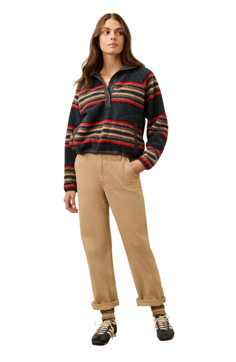 Faherty Fireside Fleece Pullover Top, Alternate, color, Fireside Stripe