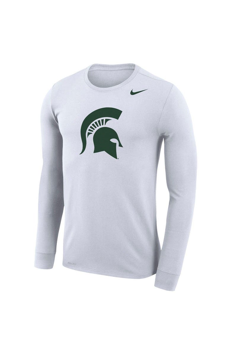 Nike Men's Nike White Michigan State Spartans School Logo Legend Performance Long Sleeve T-Shirt, Alternate, color, 