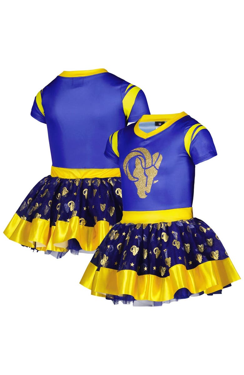 JERRY LEIGH Girls Youth Royal Los Angeles Rams Tutu Tailgate Game Day V-Neck Costume, Main, color, Royal