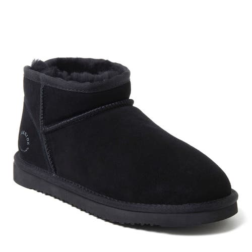 Dearfoams Fireside Riverland Genuine Shearling Micro Bootie In Black