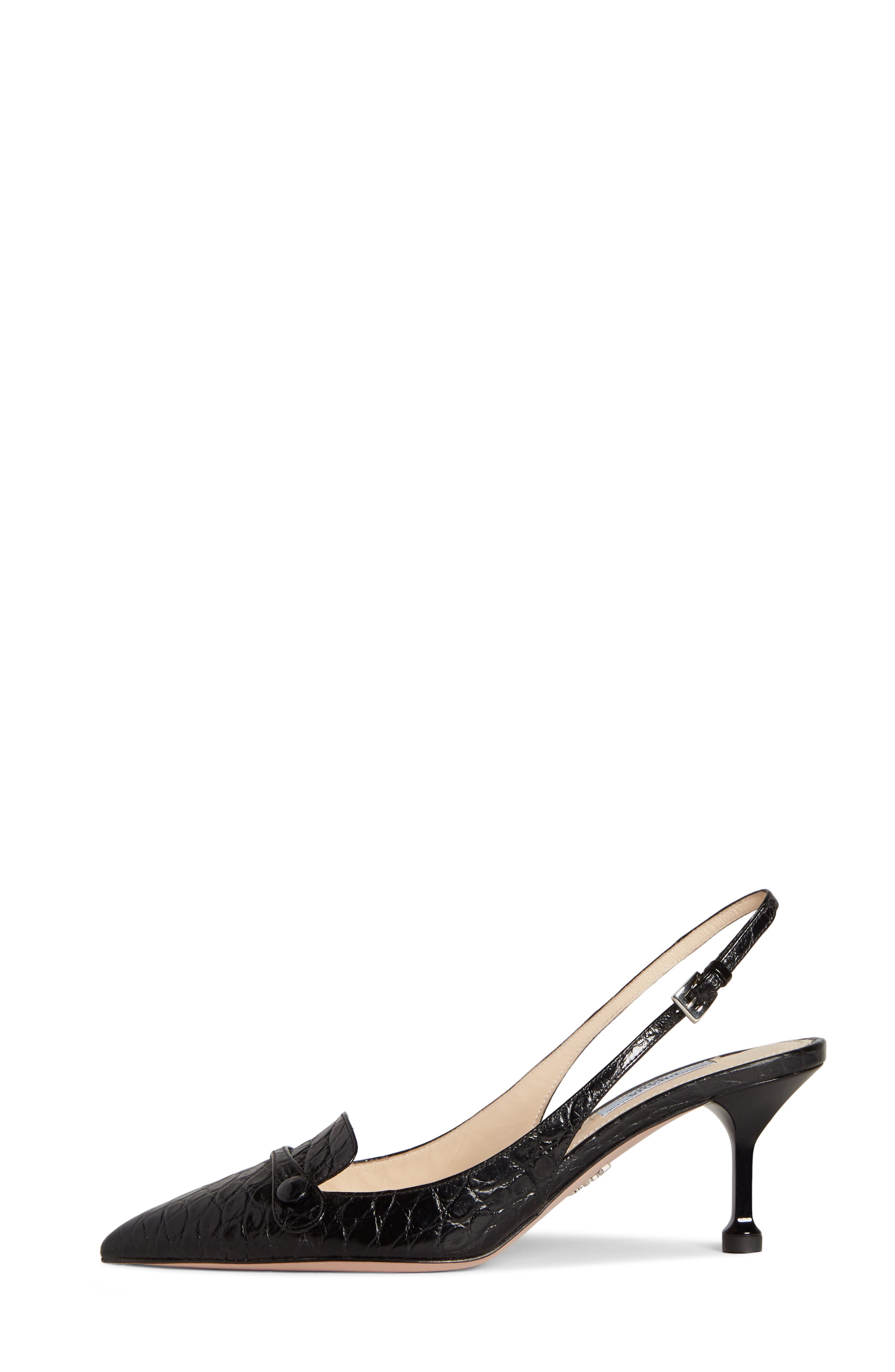 Prada Croc Embossed Slingback Pump, Alternate, color, 