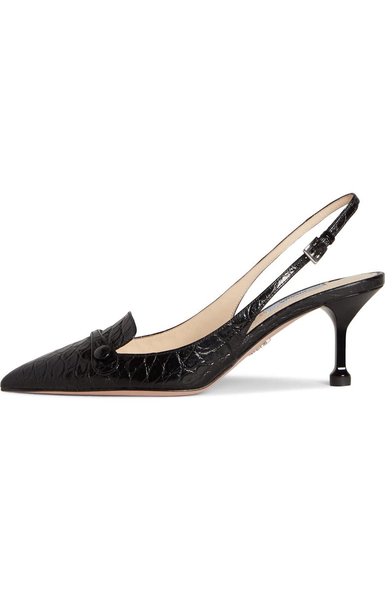 Prada Croc Embossed Slingback Pump, Alternate, color,