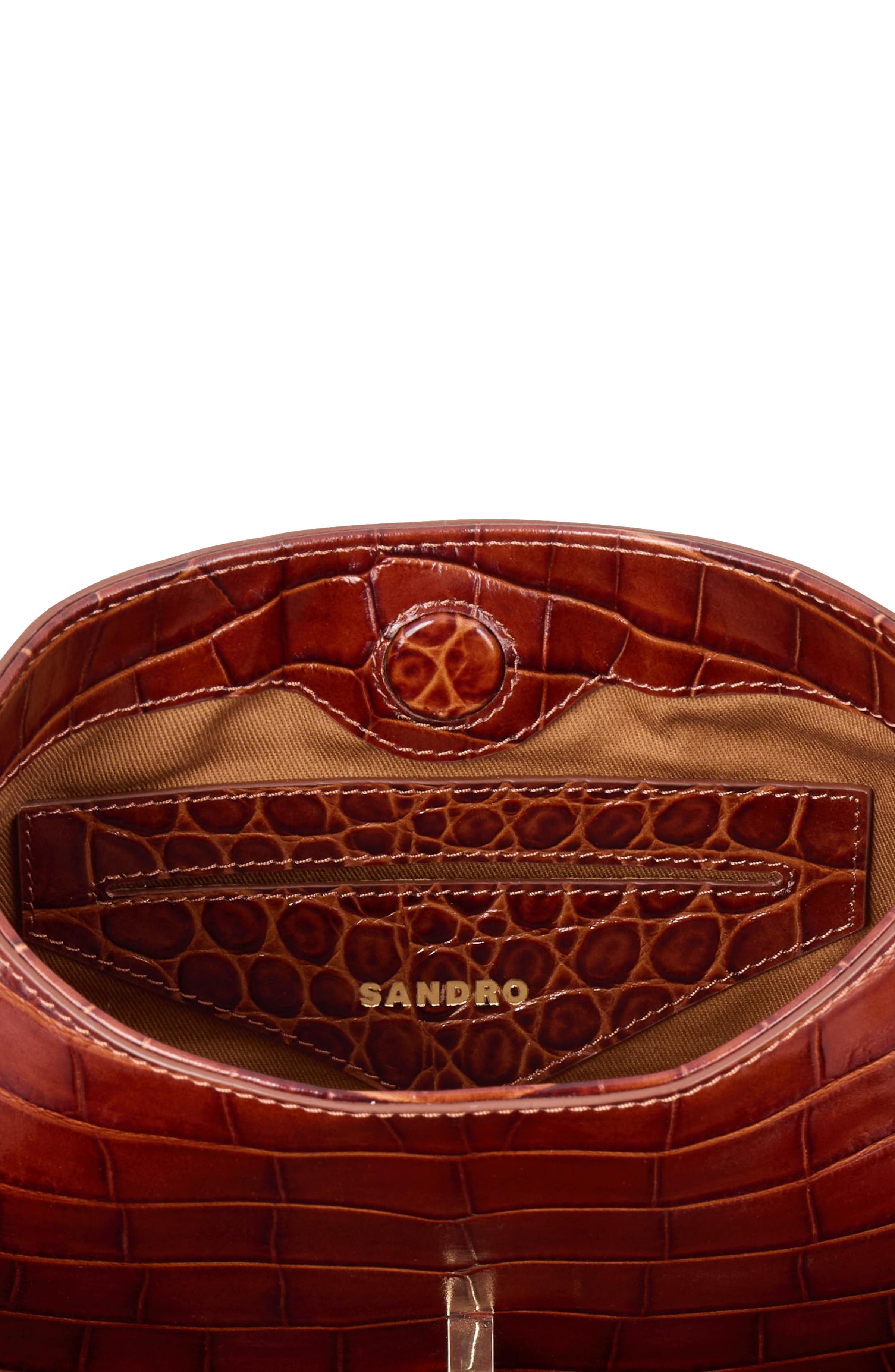 SANDRO Mock croc leather Janet bag, Alternate, color, 