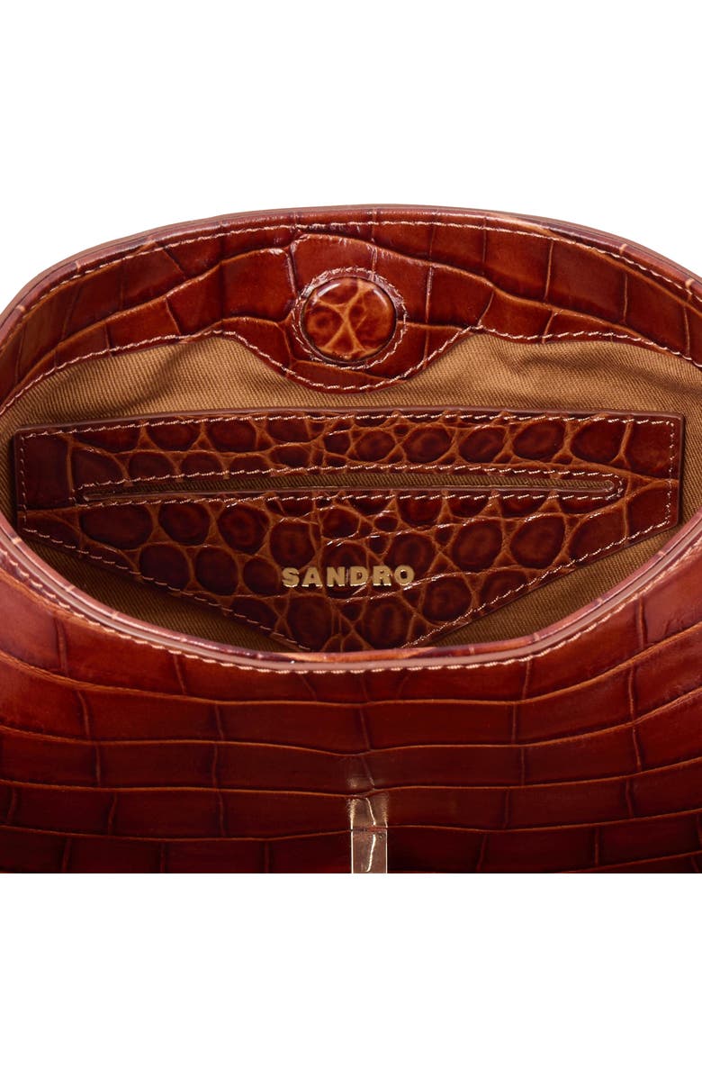 SANDRO Mock croc leather Janet bag, Alternate, color,