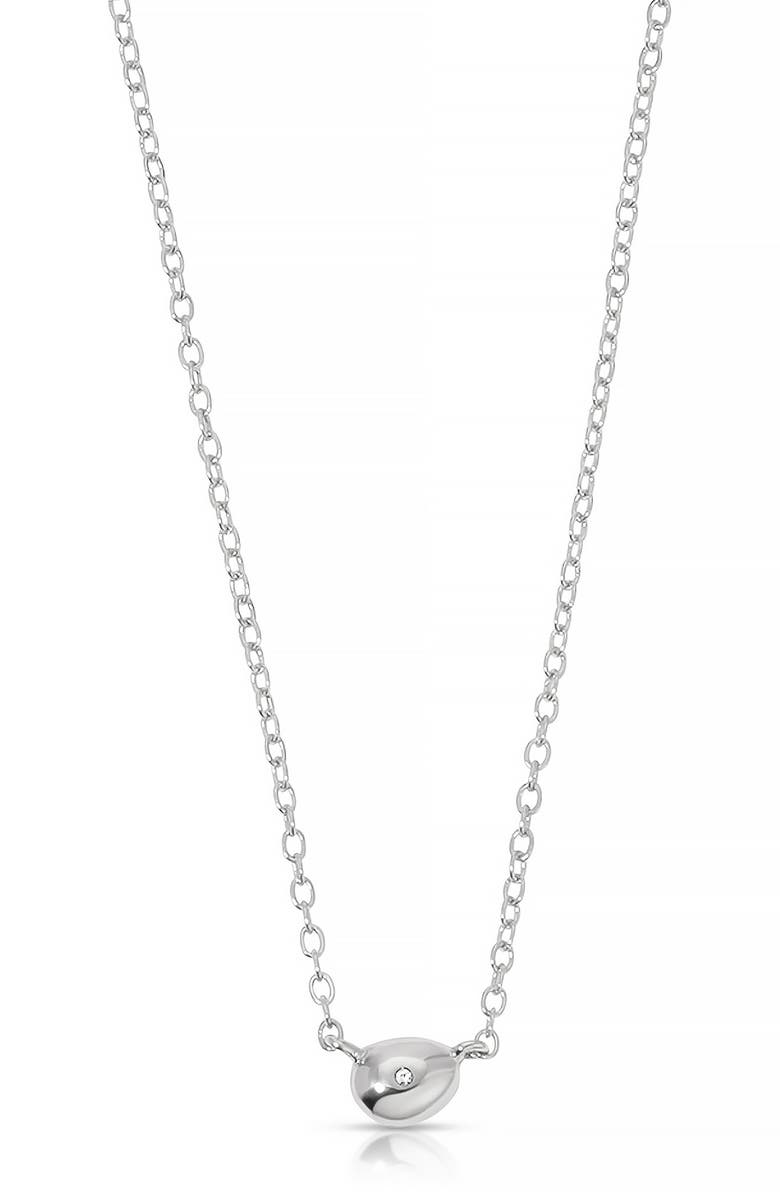 Ettika Polished Pebble Pendant Necklace, Alternate, color, Rhodium