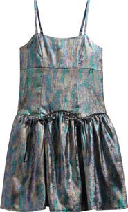 Ava & Yelly Kids' Liquid Shimmer Drop Waist Party Dress