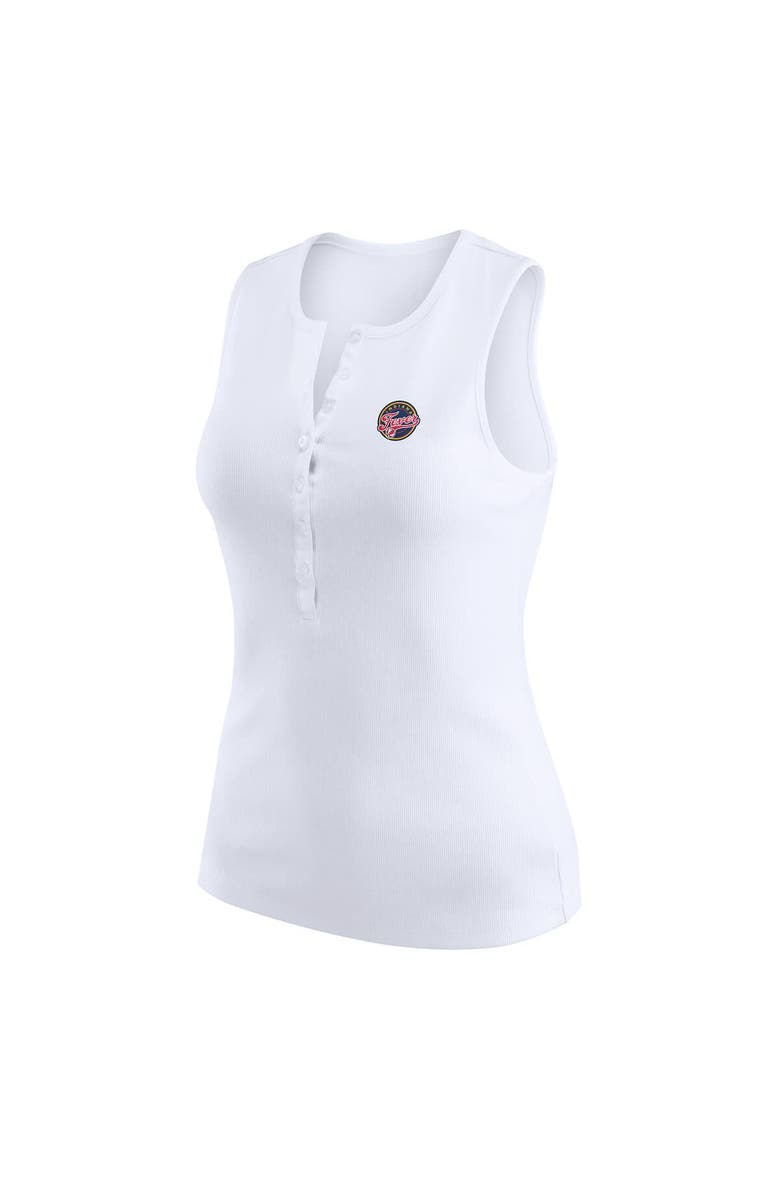 WEAR by Erin Andrews Women's WEAR by Erin Andrews White Indiana Fever Rib-Knit Henley Tank Top, Alternate, color, White