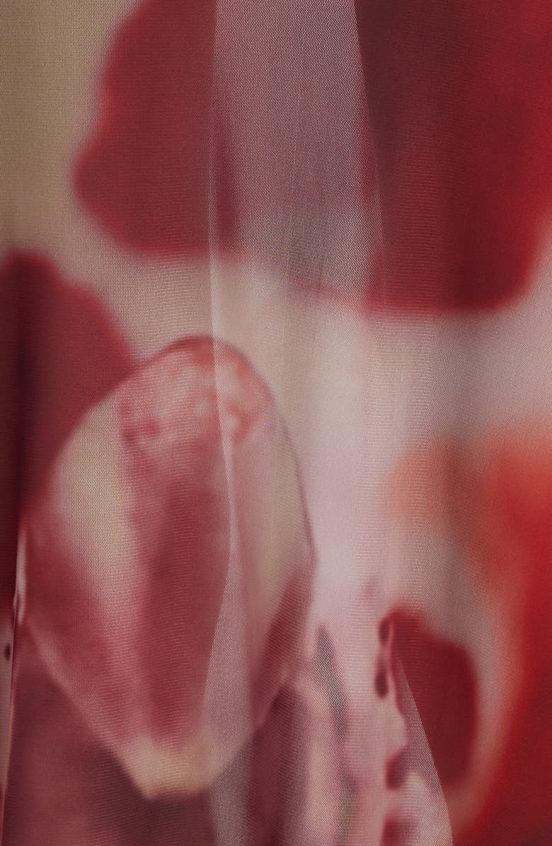 Feners Susurro Print Ruched Mesh Maxi Skirt, Alternate, color, Blush