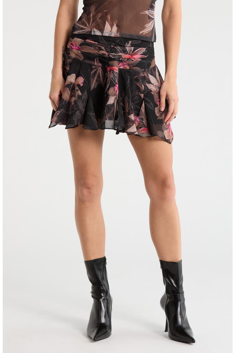 Erica Floral Miniskirt, Main, color, ADENA BLACK