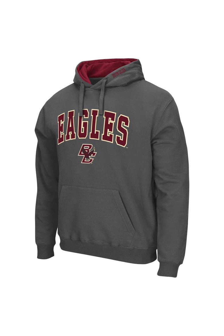 Men's Colosseum Charcoal Boston College Eagles Arch and Logo Pullover Hoodie, Alternate, color, Charcoal