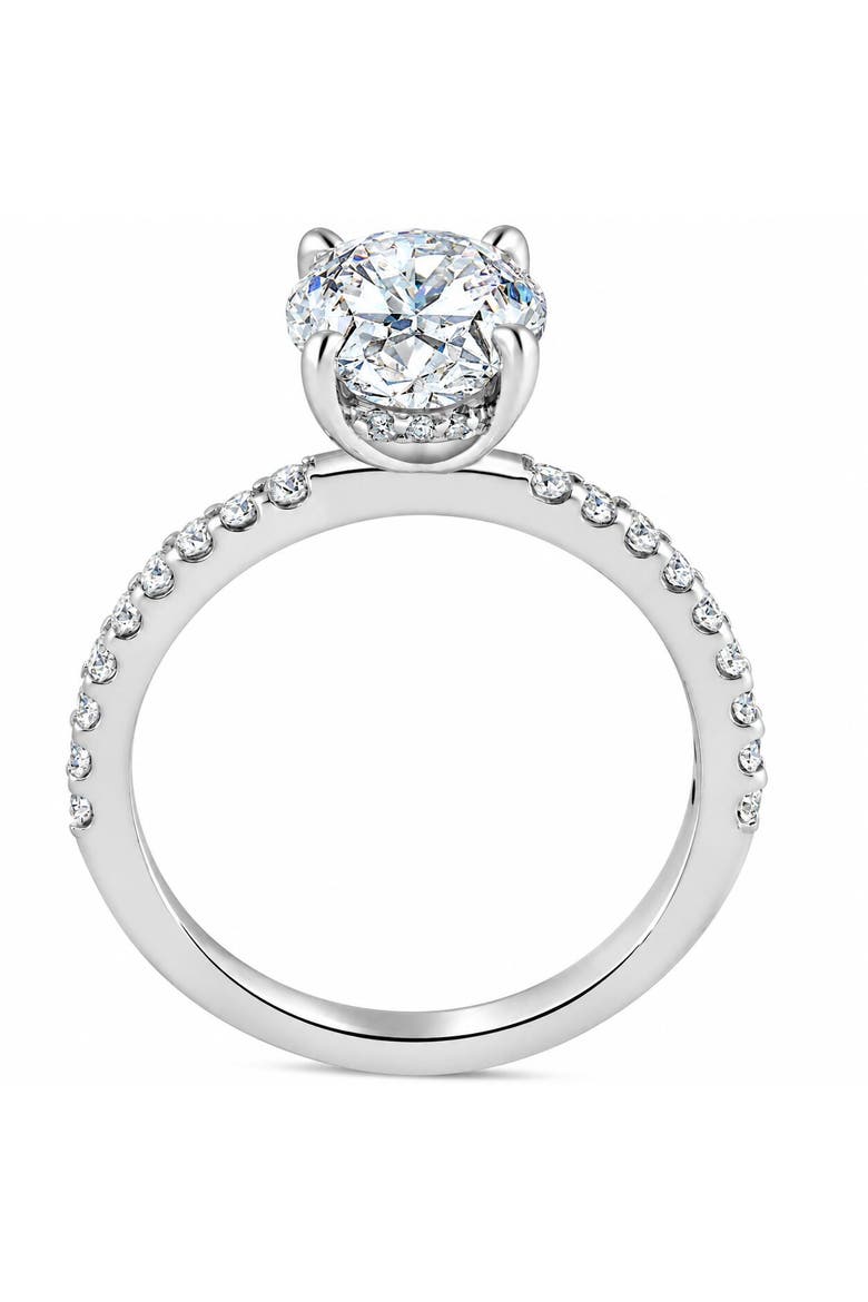 Certified 3 3/8ct Oval Diamond Engagement Ring Hidden Halo Lab Grown Gold, Alternate, color, 14k White Gold