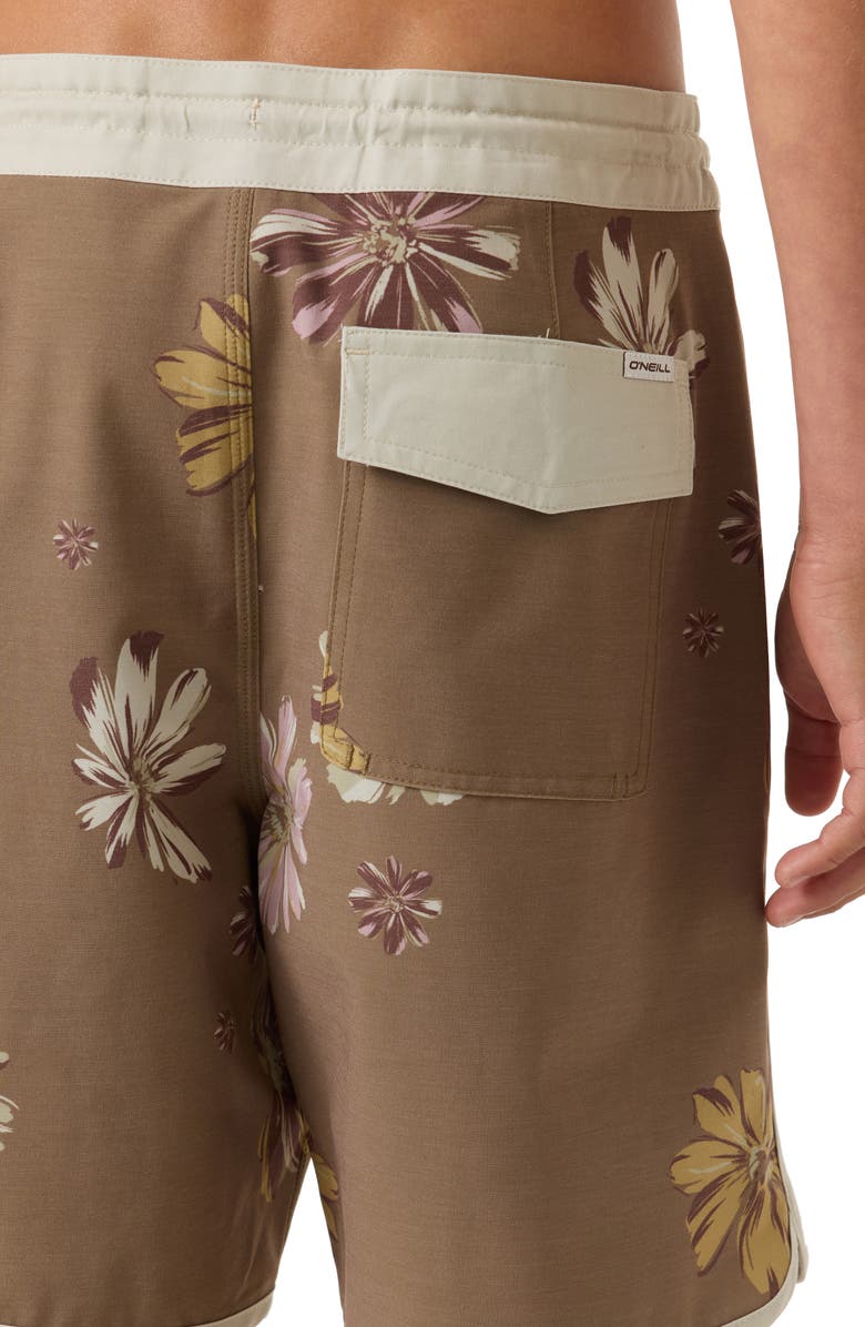 O'Neill Kids' Cruzer Stripe Scallop Board Shorts, Alternate, color, Dark Khaki