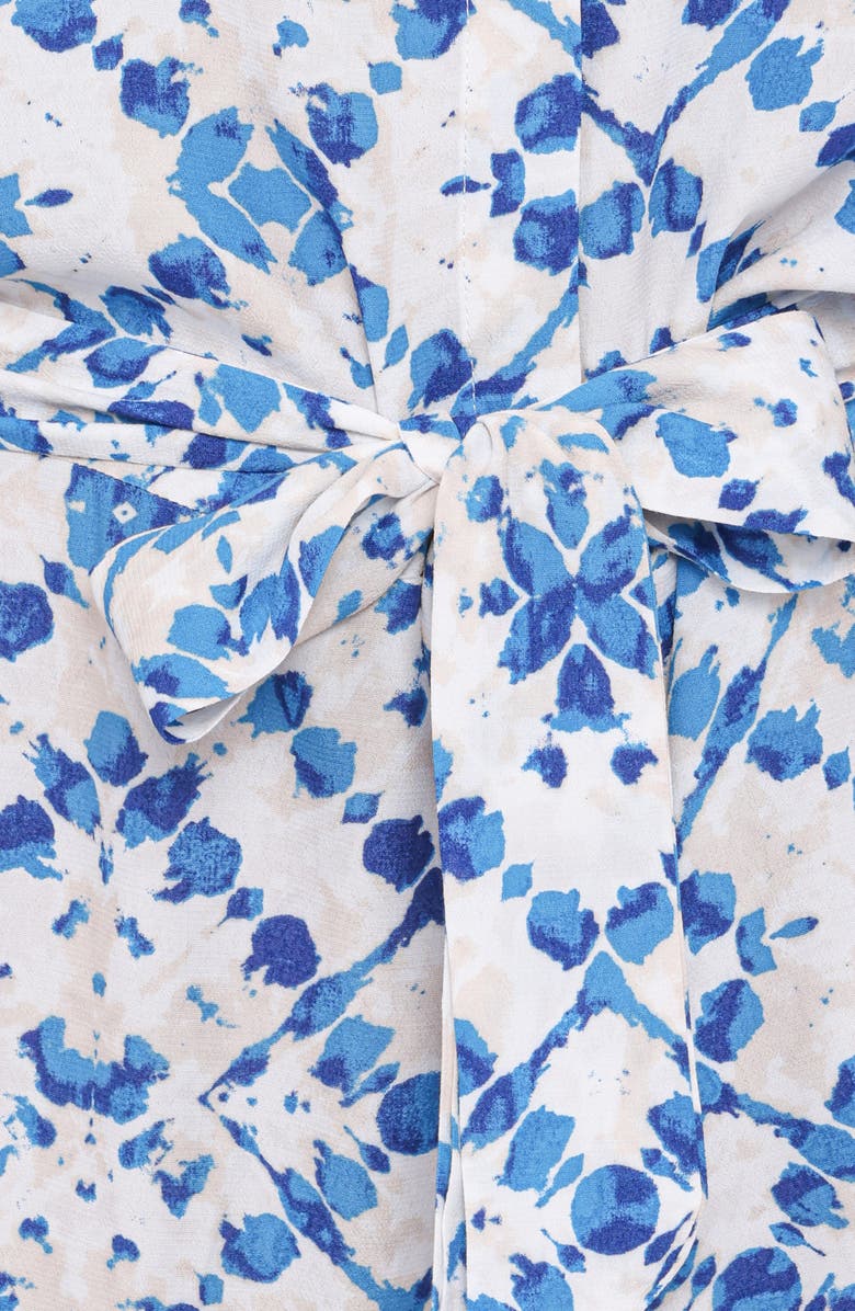 Petal & Pup Tansy Abstract Print Long Sleeve Romper, Alternate, color, Blue Diamond