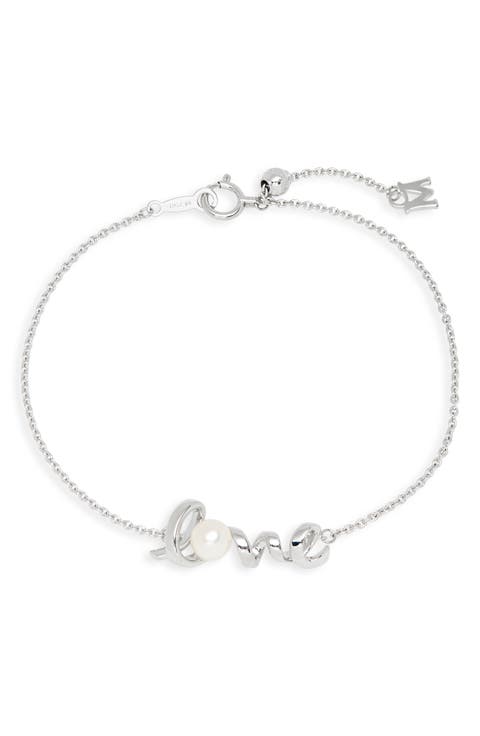 White Gold Pearl Love Pendant Bracelet