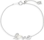 Mikimoto White Gold Pearl Love Pendant Bracelet