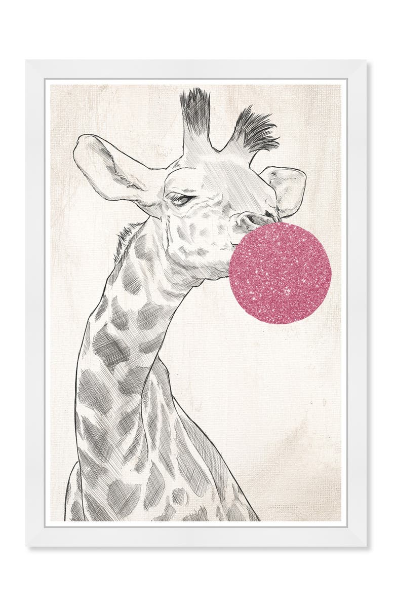 Wynwood Studio Glitter BubbleGum Giraffe Art, Main, color,