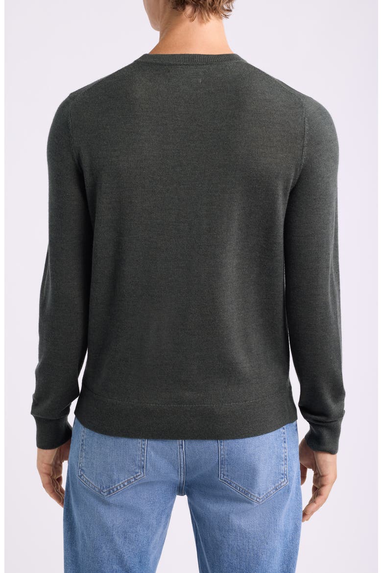 Italian Merino Wool Crewneck Sweater, Alternate, color, GREEN KOMBU HEATHER