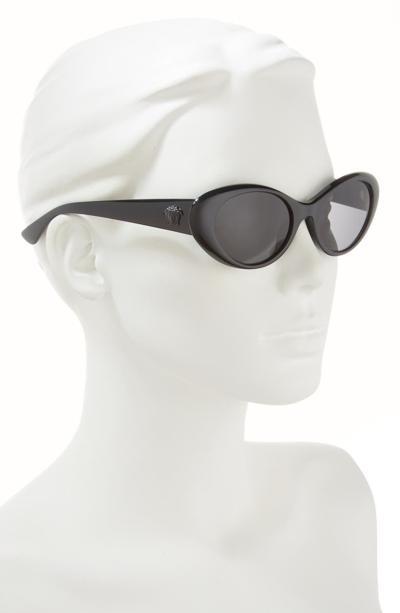 Versace 53mm Oval Sunglasses, Alternate, color, Black