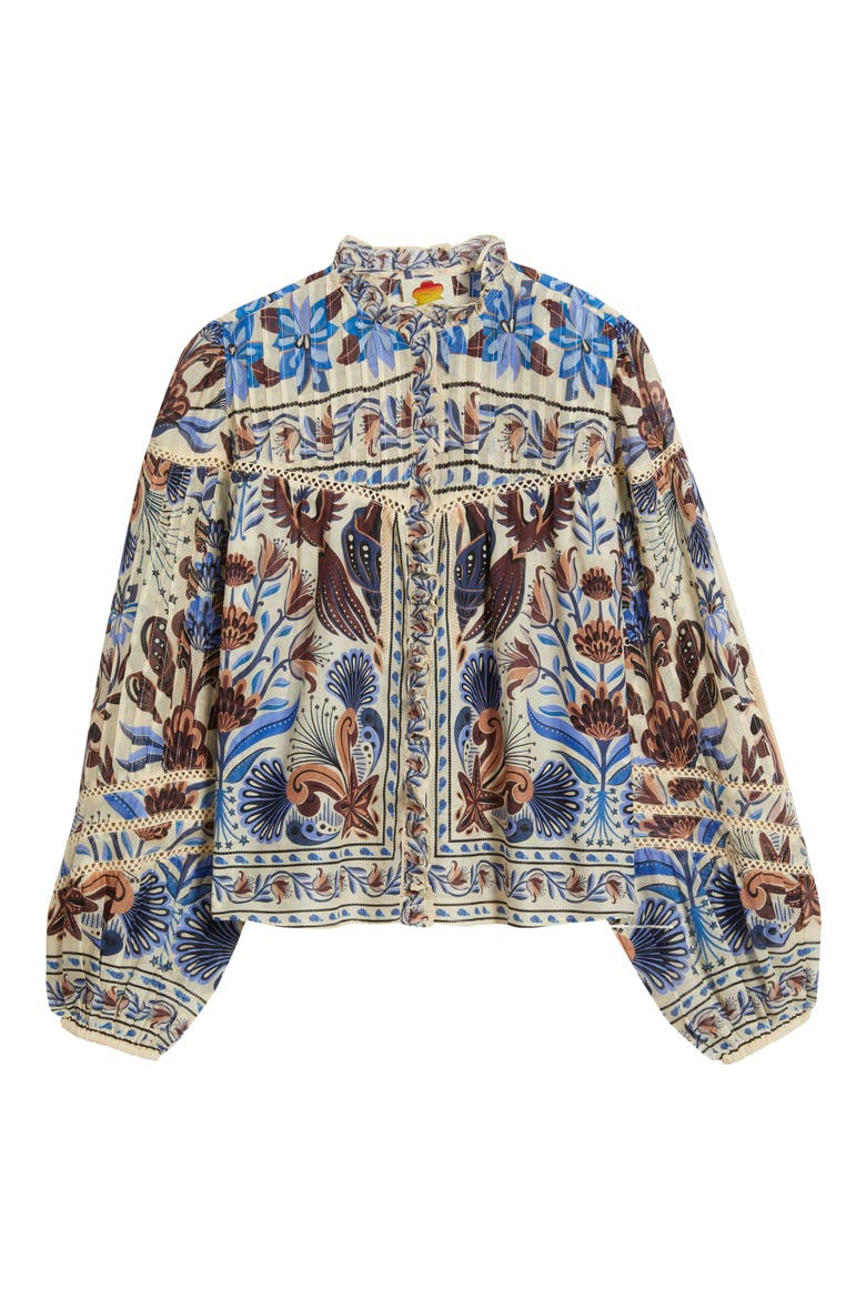 Nature Land Mixed Print Cotton Button-Up Shirt, Alternate, color, SAND
