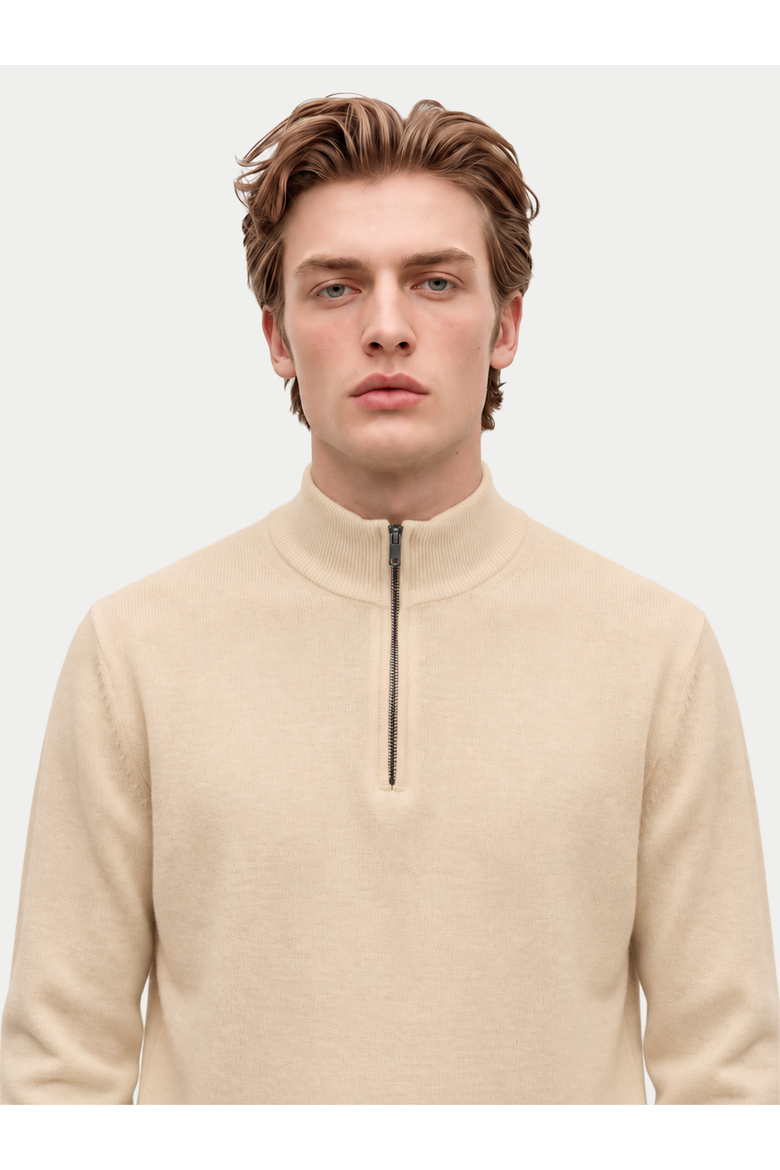 Cashmere Lightweight Mock Neck Sweater, Alternate, color, beige