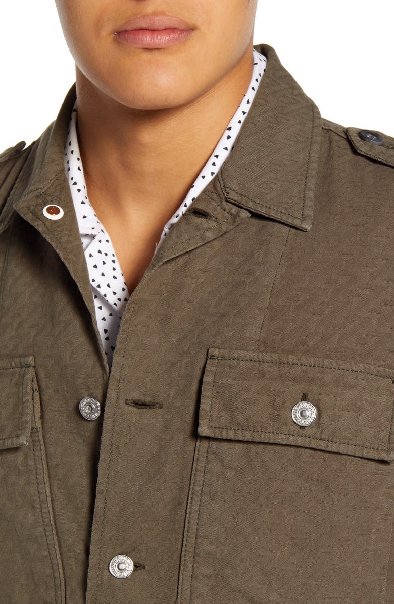 7 For All Mankind Zigzag Jacquard Military Shirt Jacket, Alternate, color, 